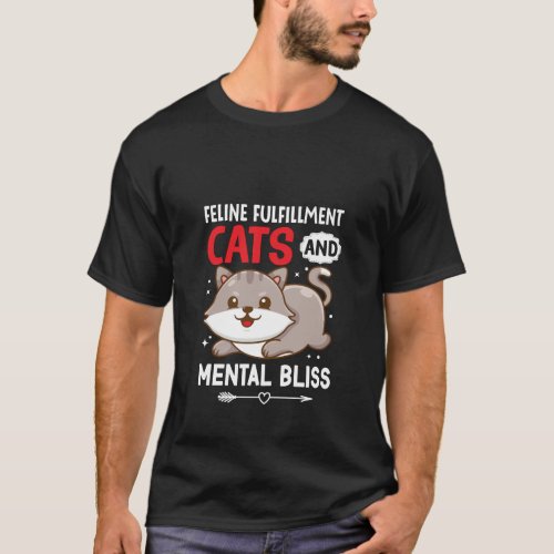 Feline Bliss Cats Jumping into Mental Fulfillment T_Shirt