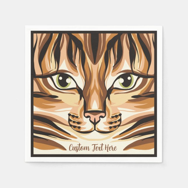 Feline Cat Lover Animal Face Personalized Napkins (Front)