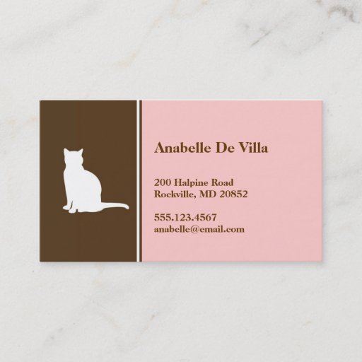 Customizable Feline cat pink brown pet personal calling card business card templates