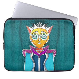 Feline character design laptop sleeve