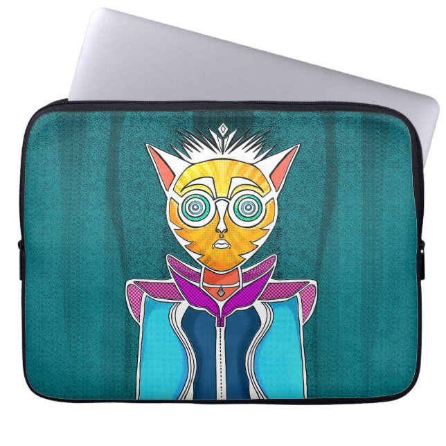 Feline character design laptop sleeve (Front)
