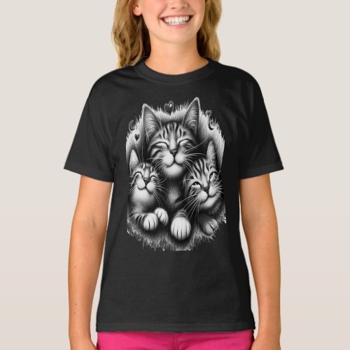  Feline Charm Blending Style and Sweetness  T_Shirt
