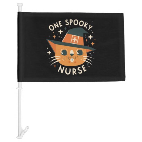 Feline Charm Meets Healthcare _ One Spooky Nurse C Car Flag