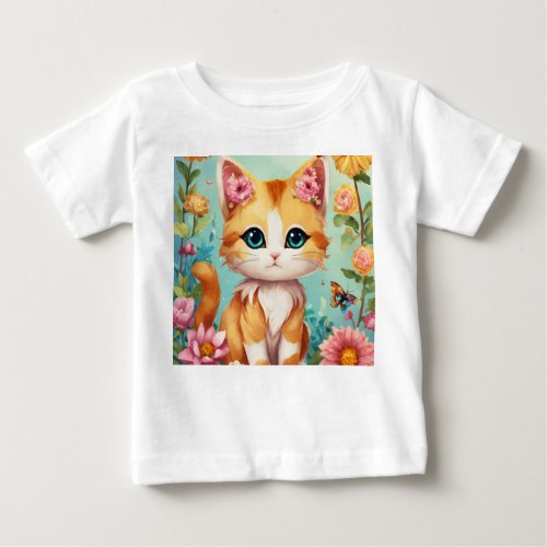Feline Chic Kitty Print Baby Tee Baby T_Shirt