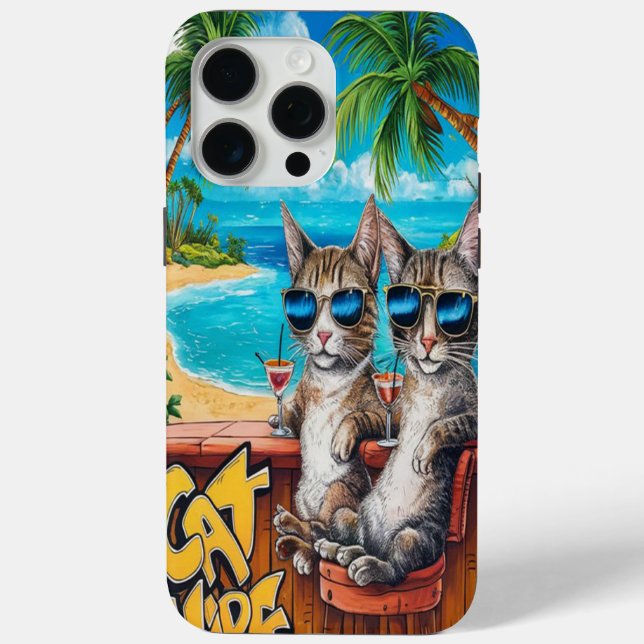 Feline Cool: Two Cats in Shades on a Bar Case-Mate iPhone Case (Back)
