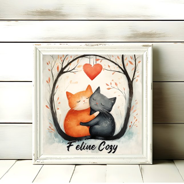 Feline Cozy Snuggly Cat Love Art Poster Wall Art (Creator Uploaded)