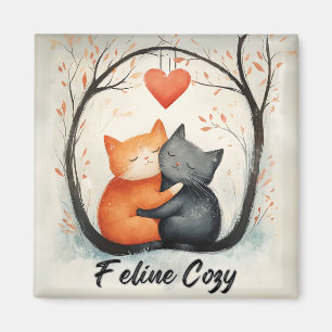 Feline Cozy Snuggly Cats Kitten Love Art Magnet