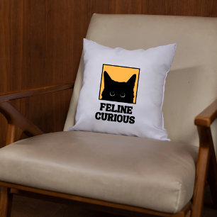 Feline Curious Cat Lover Throw Pillow