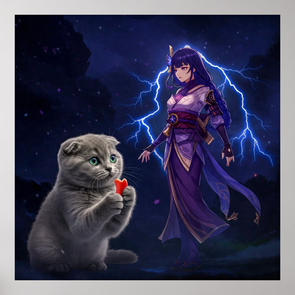 Feline Deception: Treats Over Meanness Poster