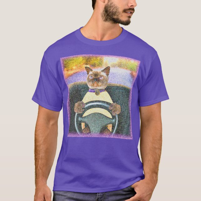 "Feline Driver" Cute Photo. Buy Now T-Shirt (Front)