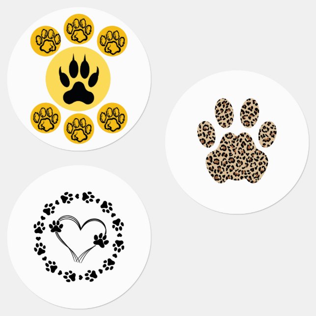 Feline Elegance: Artistic Pattern of Paw Prints" Labels (Group)