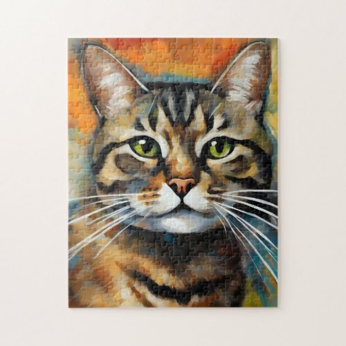 Feline Expressionnist Taby cat Abstract Jigsaw Puzzle