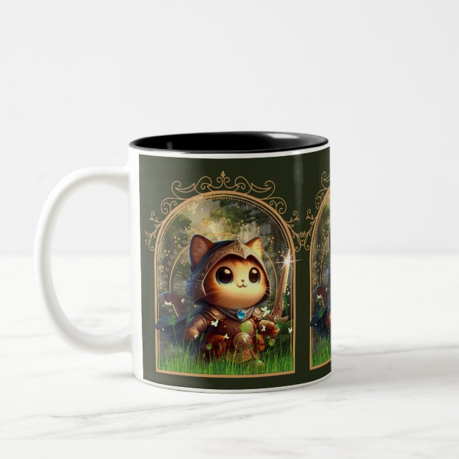 Feline Fantasy Adventure Two-Tone Coffee Mug (Left)