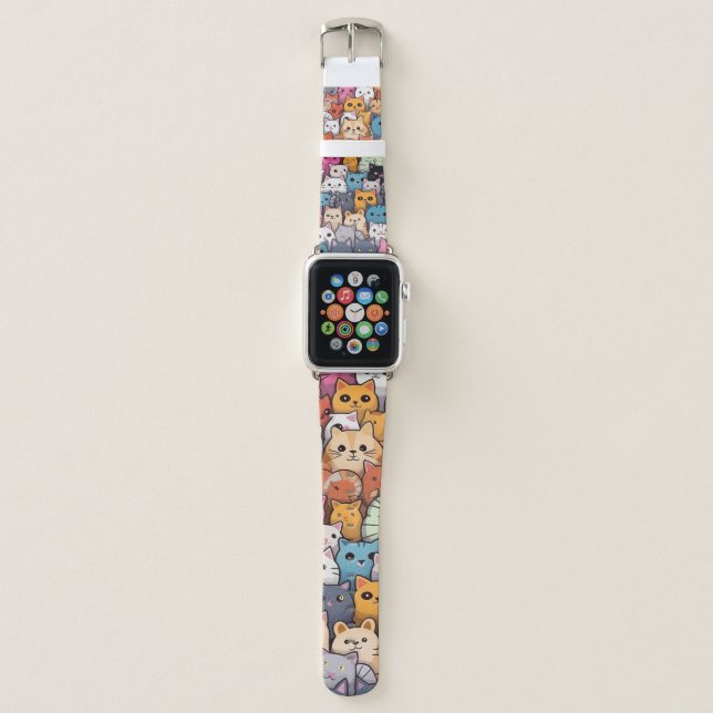 Feline Fantasy: Cute Anime Cats Galore Apple Watch Band (Front)