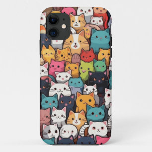 Feline Fantasy: Cute Anime Cats Galore iPhone 11 Case