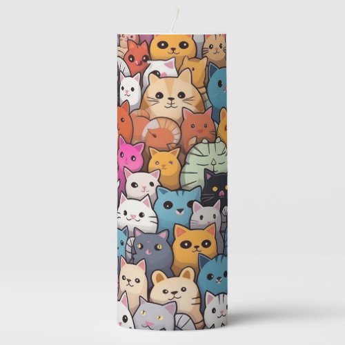 Feline Fantasy Cute Anime Cats Galore Pillar Candle