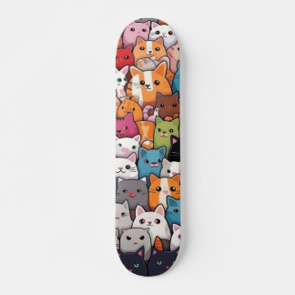 Feline Fantasy: Cute Anime Cats Galore Skateboard
