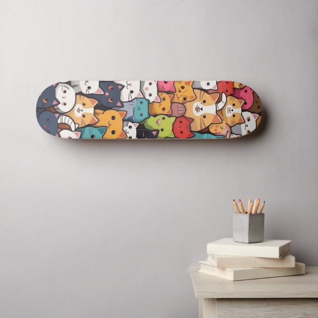 Feline Fantasy: Cute Anime Cats Galore Skateboard (Wall Art (Horz))