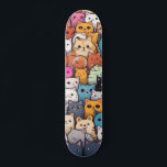 Feline Fantasy: Cute Anime Cats Galore Skateboard<br><div class="desc">Immerse yourself in a world of cuteness with our 'Feline Fantasy: Cute Anime Cats Galore' design. This playful pattern features an array of adorable anime cats, each with its unique charm and personality. Drawing inspiration from the kawaii style prominent in Japanese culture, this design is sure to bring joy and...</div>