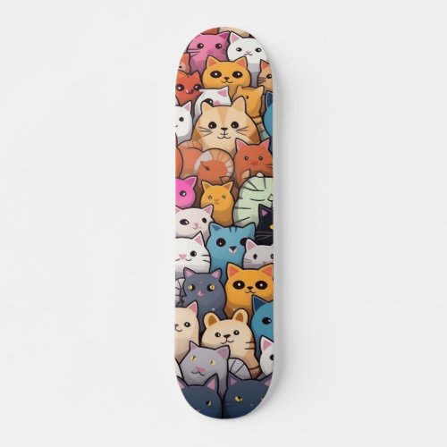 Feline Fantasy Cute Anime Cats Galore Skateboard