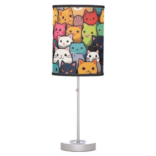 Feline Fantasy Cute Anime Cats Galore Table Lamp