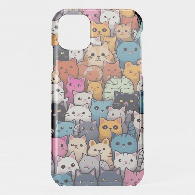 Feline Fantasy: Cute Anime Cats Galore Uncommon iPhone Case (Back)