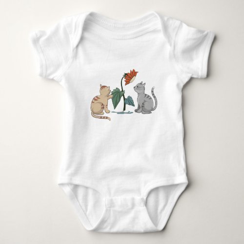 Feline Fantasy Where Cats Rule the Blooms Baby Bodysuit