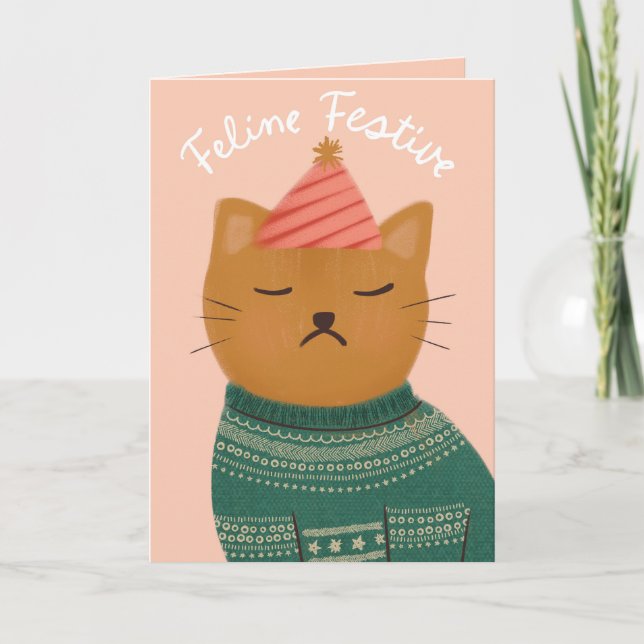 Feline Festive Grumpy Cat Christmas Card (Front)