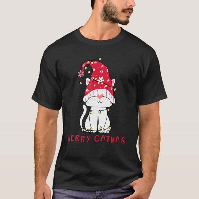 Feline Festive   Xmas Holiday Merry Catmas Party T-Shirt (Front)