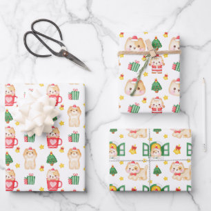 Feline Festivities Cat Themed Christmas Holiday Wrapping Paper Sheets
