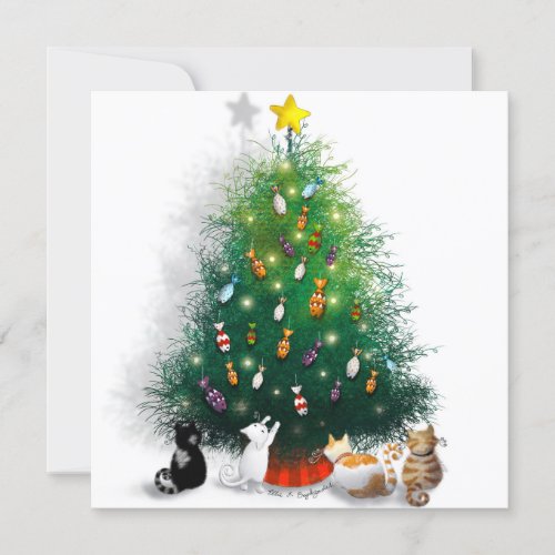 Feline Festivities Fishmas Tree Holiday Card