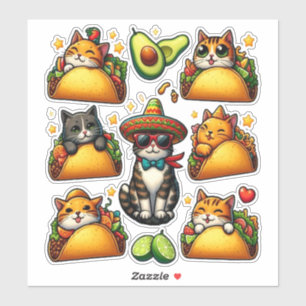 Feline Fiesta: Cats and Tacos Sticker