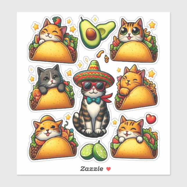 Feline Fiesta: Cats and Tacos Sticker (Sheet)