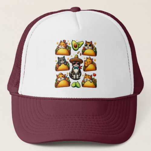 Feline Fiesta Cats and Tacos Trucker Hat