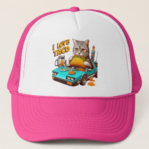 Feline Fiesta I love Taco Trucker Hat