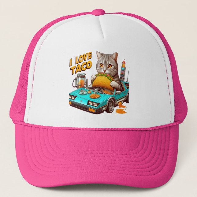 Feline Fiesta I love Taco Trucker Hat (Front)