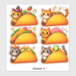 Feline Fiesta in a Taco Sticker