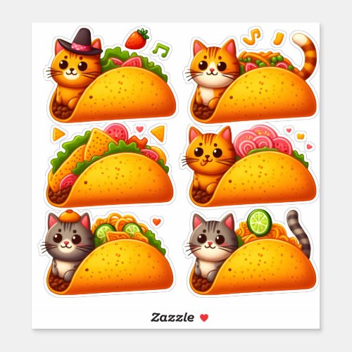 Feline Fiesta in a Taco Sticker