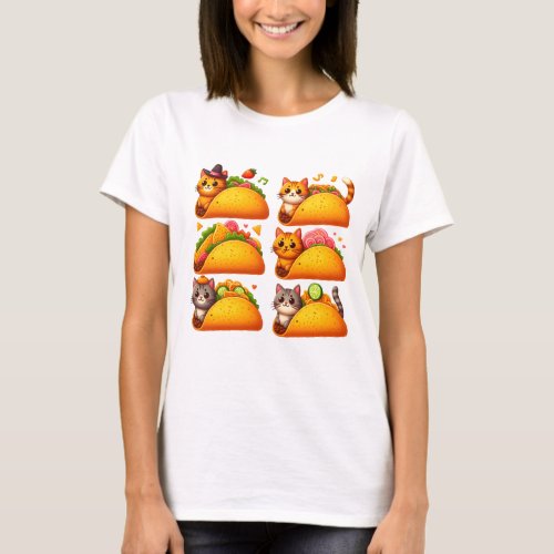 Feline Fiesta in a Taco T_Shirt