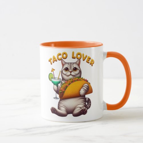 Feline Fiesta With Taco and Drink Mug