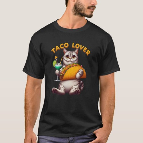 Feline Fiesta With Taco and Drink T_Shirt