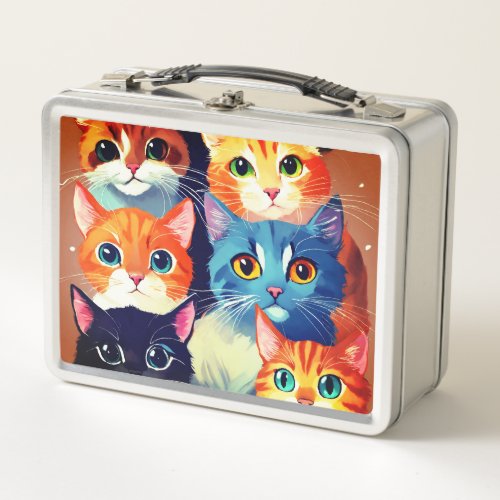 Feline Fine Cat Image Metal Lunch Box Metal Lunch Box