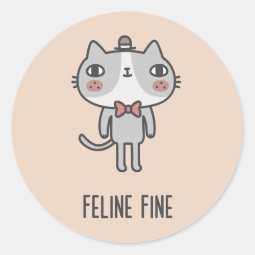 Feline Fine Classic Round Sticker