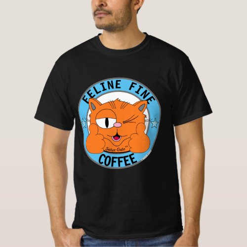 FELINE FINE COFFEE Cartoon Cat Seor Gato T_Shirt