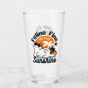 Feline Fine in the Sunshine – Relaxed Tropical Cat Glass