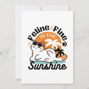 Feline Fine in the Sunshine – Relaxed Tropical Cat Invitation