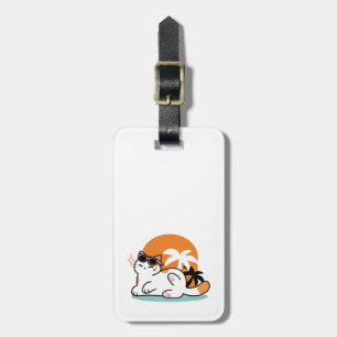 Feline Fine in the Sunshine – Relaxed Tropical Cat Luggage Tag