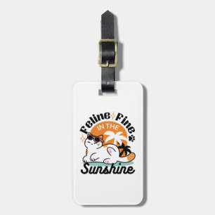 Feline Fine in the Sunshine – Relaxed Tropical Cat Luggage Tag