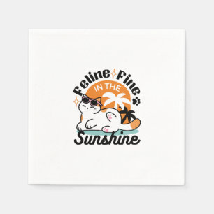 Feline Fine in the Sunshine – Relaxed Tropical Cat Napkins