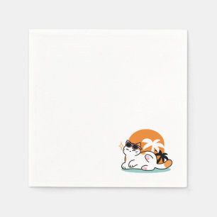 Feline Fine in the Sunshine – Relaxed Tropical Cat Napkins